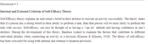 Critique The Theory Of Self-Efficacy Using The Internal And External Criticism Evaluation Process.