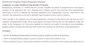 Healthcare Program Policy Evaluation Analysis