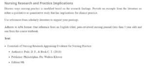 Nursing Research and Practice Implications