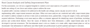 Root Cause Analysis and Safety Improvement Plan