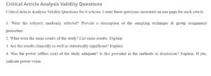 Critical Article Analysis Validity Questions