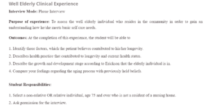 Well Elderly Clinical Experience