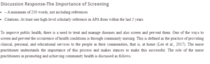 Discussion Response-The Importance of Screening