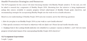 Health Promotion Strategies and Resources