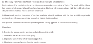 IV Therapy For Patients With Fluid and Electrolyte Imbalances