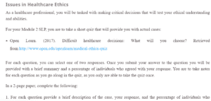 Issues in Healthcare Ethics