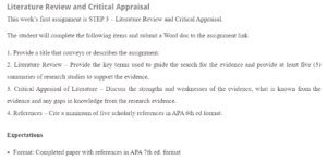 Literature Review and Critical Appraisal