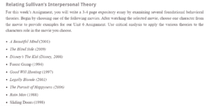 Relating Sullivan’s Interpersonal Theory