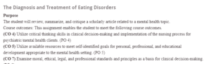 The Diagnosis and Treatment of Eating Disorders