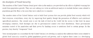 An Analysis of Food Security