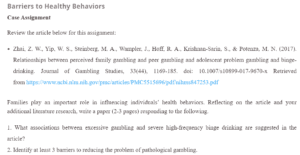 Barriers to Healthy Behaviors