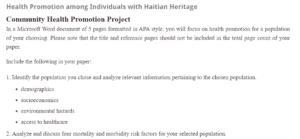 Health Promotion among Individuals with Haitian Heritage