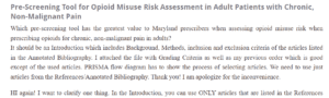 Pre-Screening Tool for Opioid Misuse Risk Assessment in Adult Patients with Chronic, Non-Malignant Pain