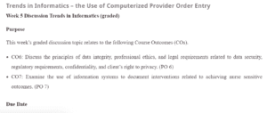 Trends in Informatics – the Use of Computerized Provider Order Entry