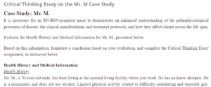 Critical Thinking Essay on the Mr. M Case Study