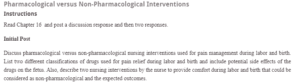 Pharmacological versus Non-Pharmacological Interventions