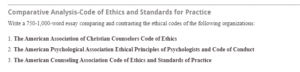 Comparative Analysis-Code of Ethics and Standards for Practice